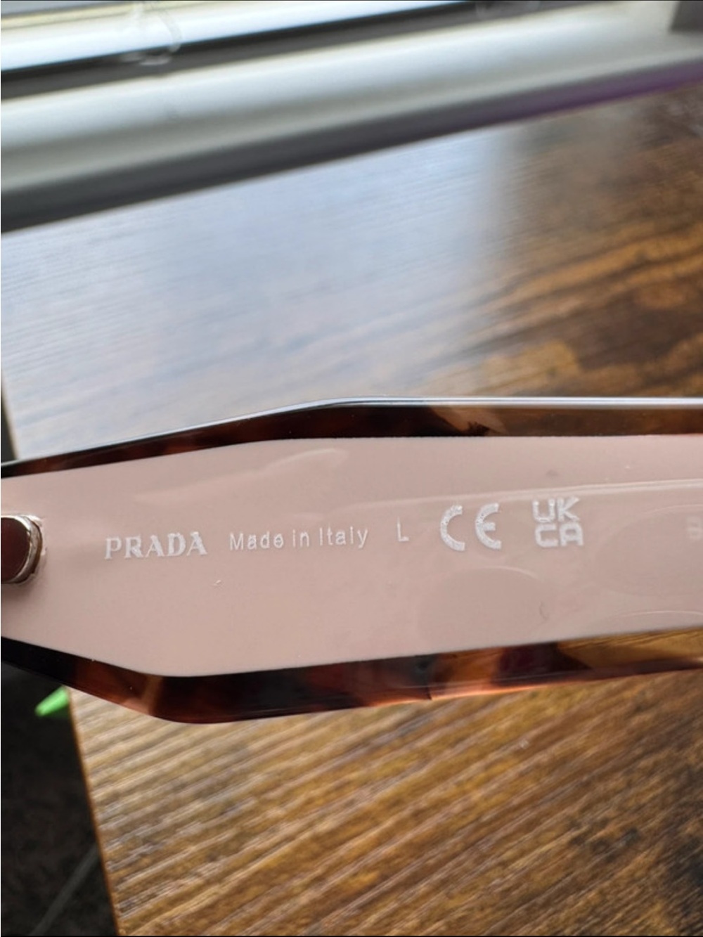 Prada Women’s Tortoiseshell Frame with Pink Temples Sunglasses - Picture 7 of 13